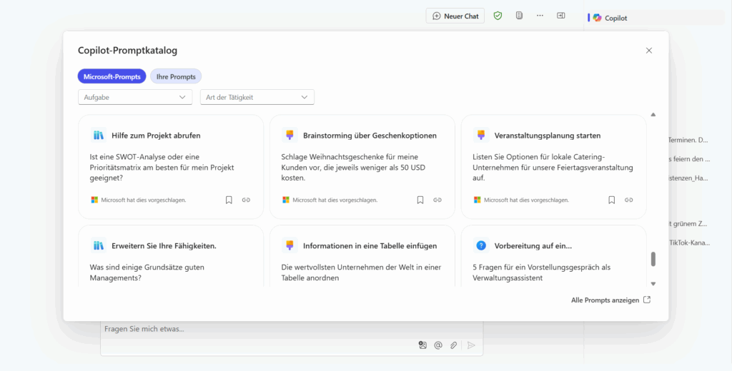 Die Prompt-Bibliothek in Microsoft Copilot ist eine Möglichkeit, um Prompt-Vorlagen zu verwalten