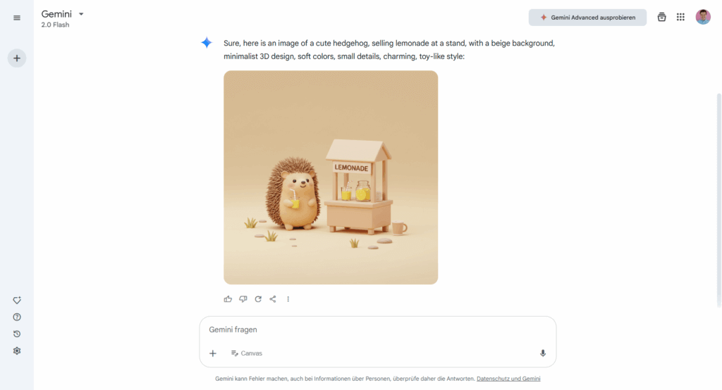 Bilder generieren mit KI: Screenshot Google Gemini