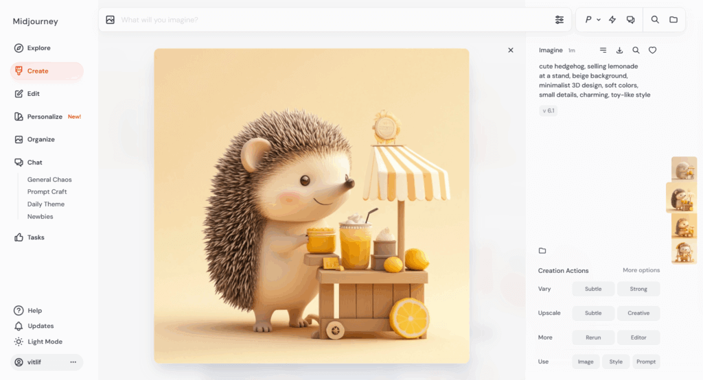 Bilder generieren mit KI: Screenshot Midjourney