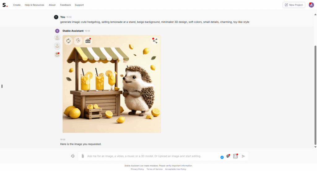 Bilder generieren mit KI: Screenshot Stability AI