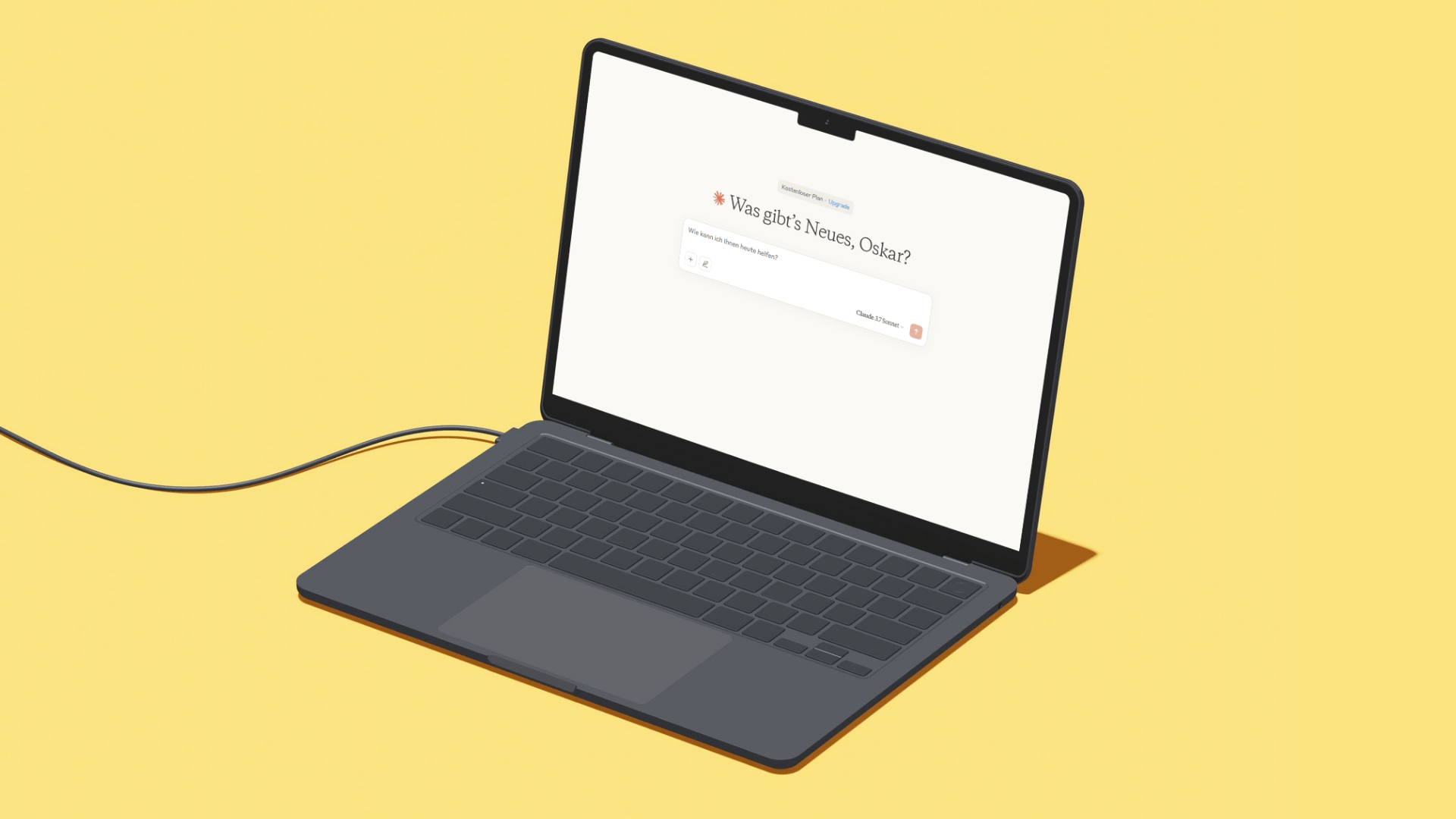 Der Chatbot Claude auf einem Computer-Bildschirm. Ich stelle KI-Chatbots für Einsteiger:innen vor.