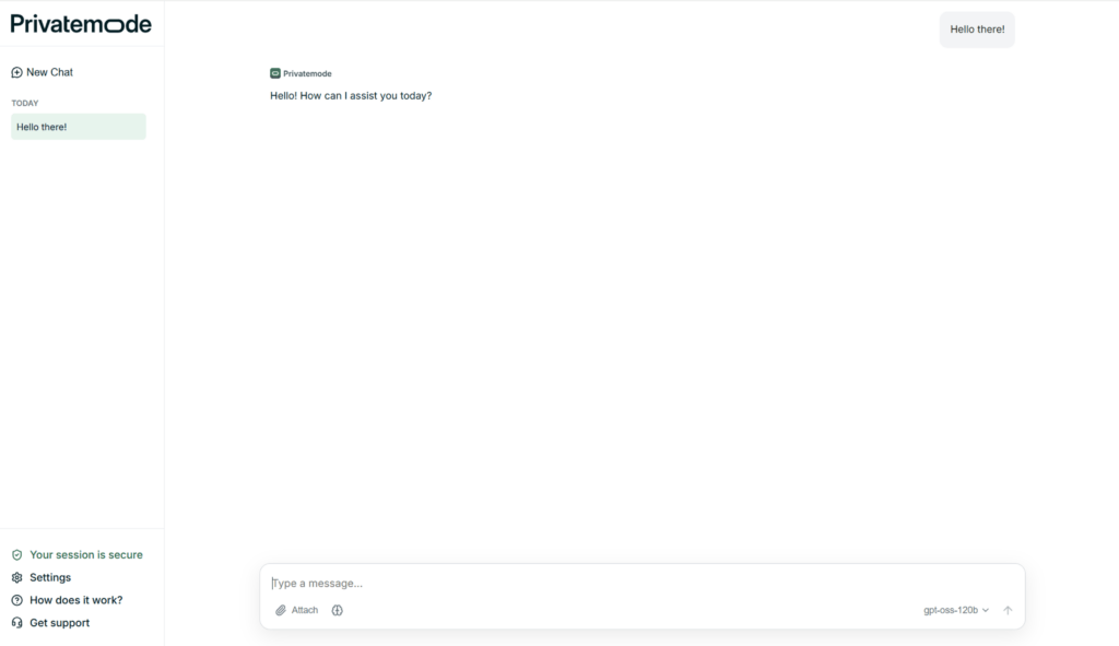 Screenshot Privatemode AI
