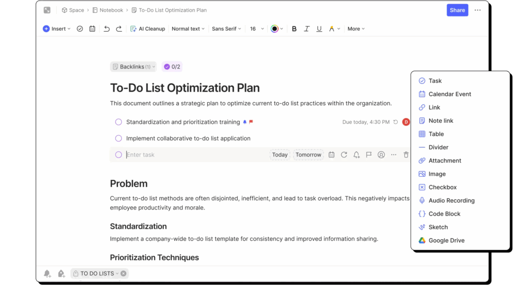Screenshot Evernote