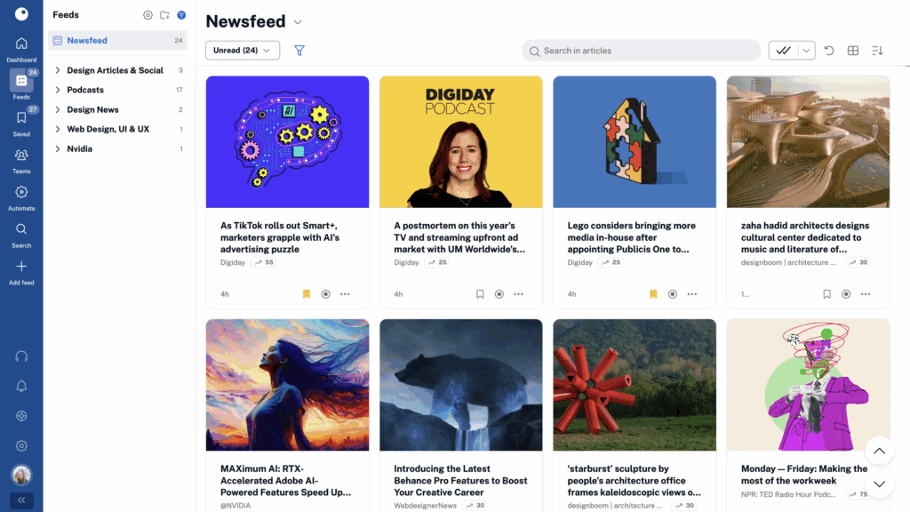 Screenshot Inoreader