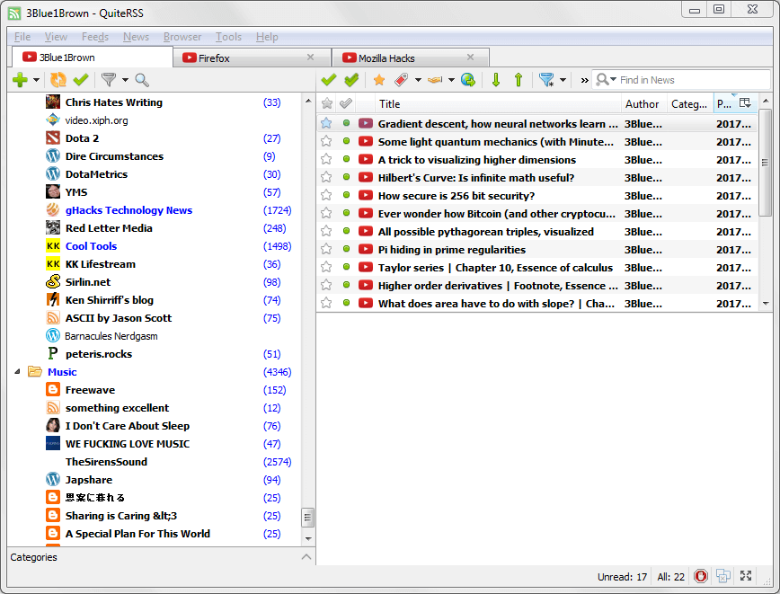 Screenshot QuiteRSS