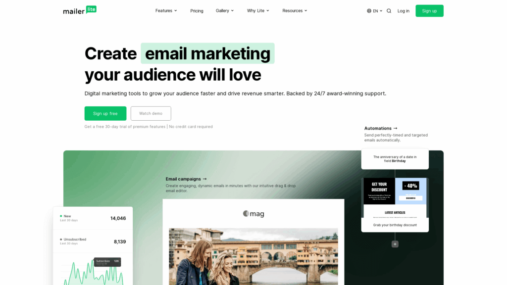 Screenshot MailerLite