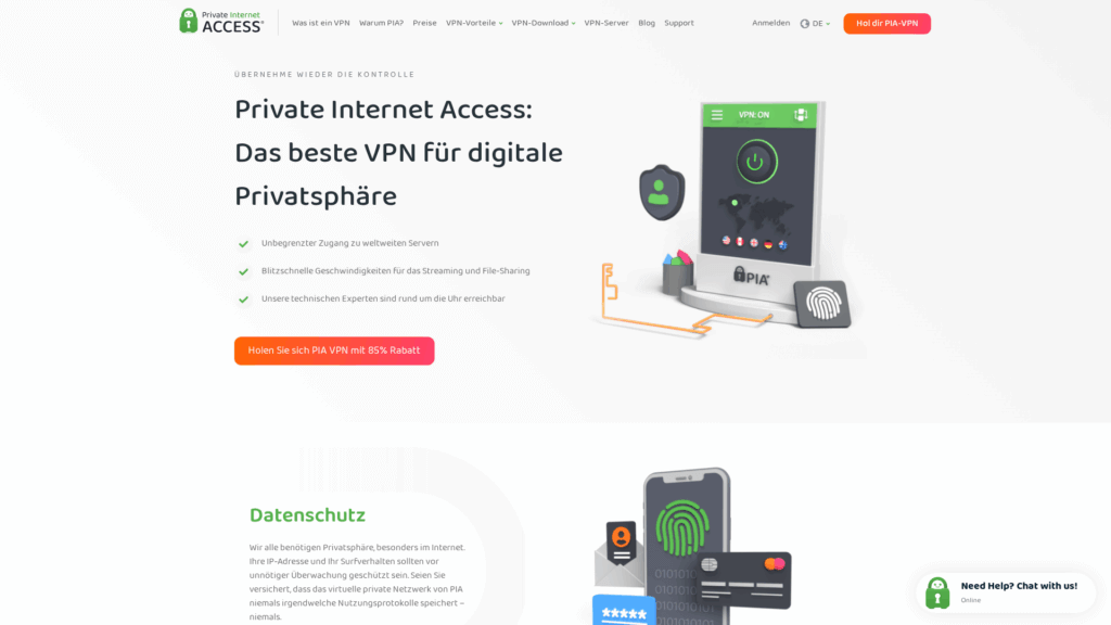 Screenshot PIA VPN