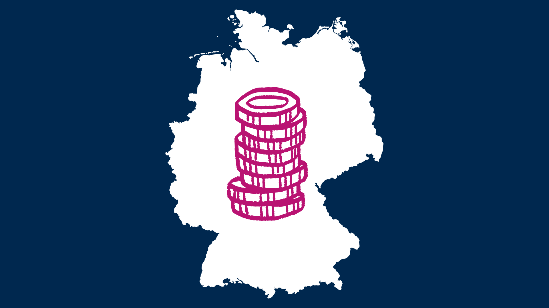 Praktikumsgehalt im Journalismus: Ein Stapel Geldstücke ist vor einer Deutschlandkarte abgebildet.