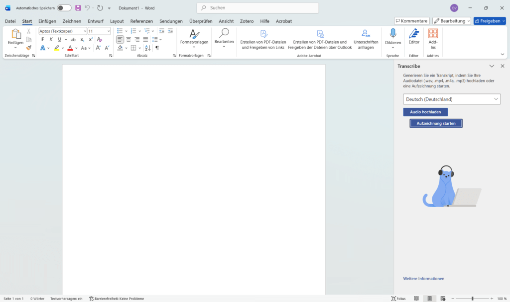 Microsoft Word  ist ein Transkriptionstool für Redaktionen