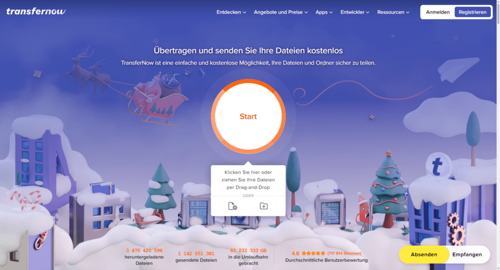 TransferNow ist eine WeTransfer Alternative