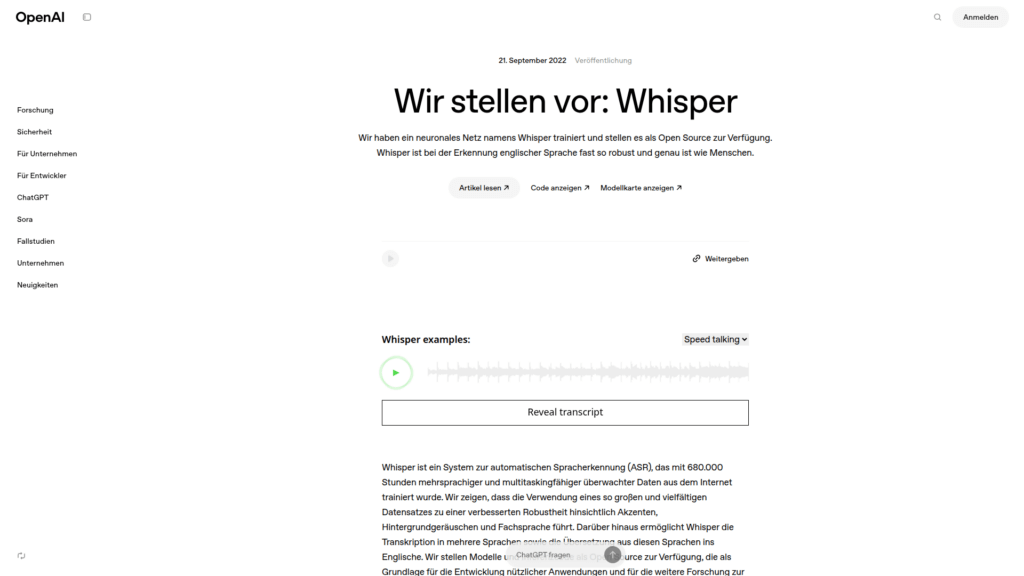 Whisper ist ein Transkriptionstool für Redaktionen