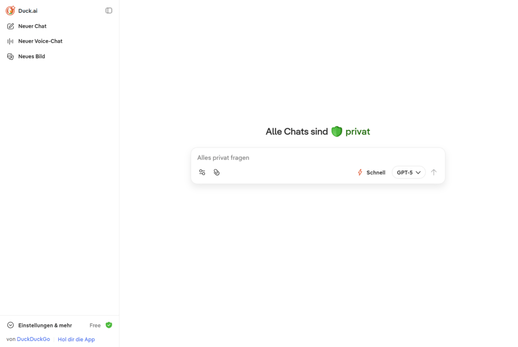 Screenshot Duck.ai