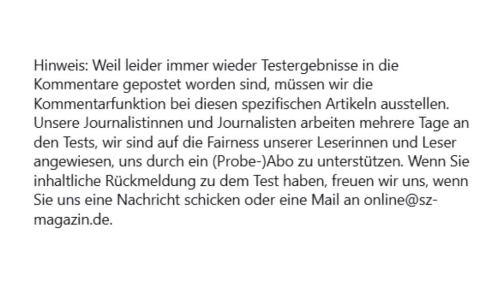 Link in Bio: Das SZ-Magazin schließt regelmäßig die Kommentarspalte unter Postings, wenn Nutzer:innen nicht auf die Website der Redaktion wechseln wollen.